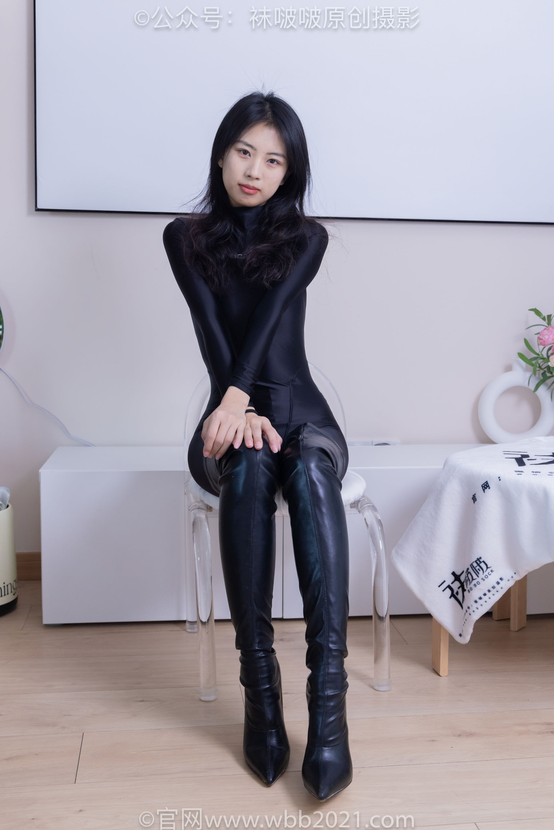 BoBoSocks袜啵啵 No.448 奶油 高跟长靴、肉丝、连体泳衣裤里丝