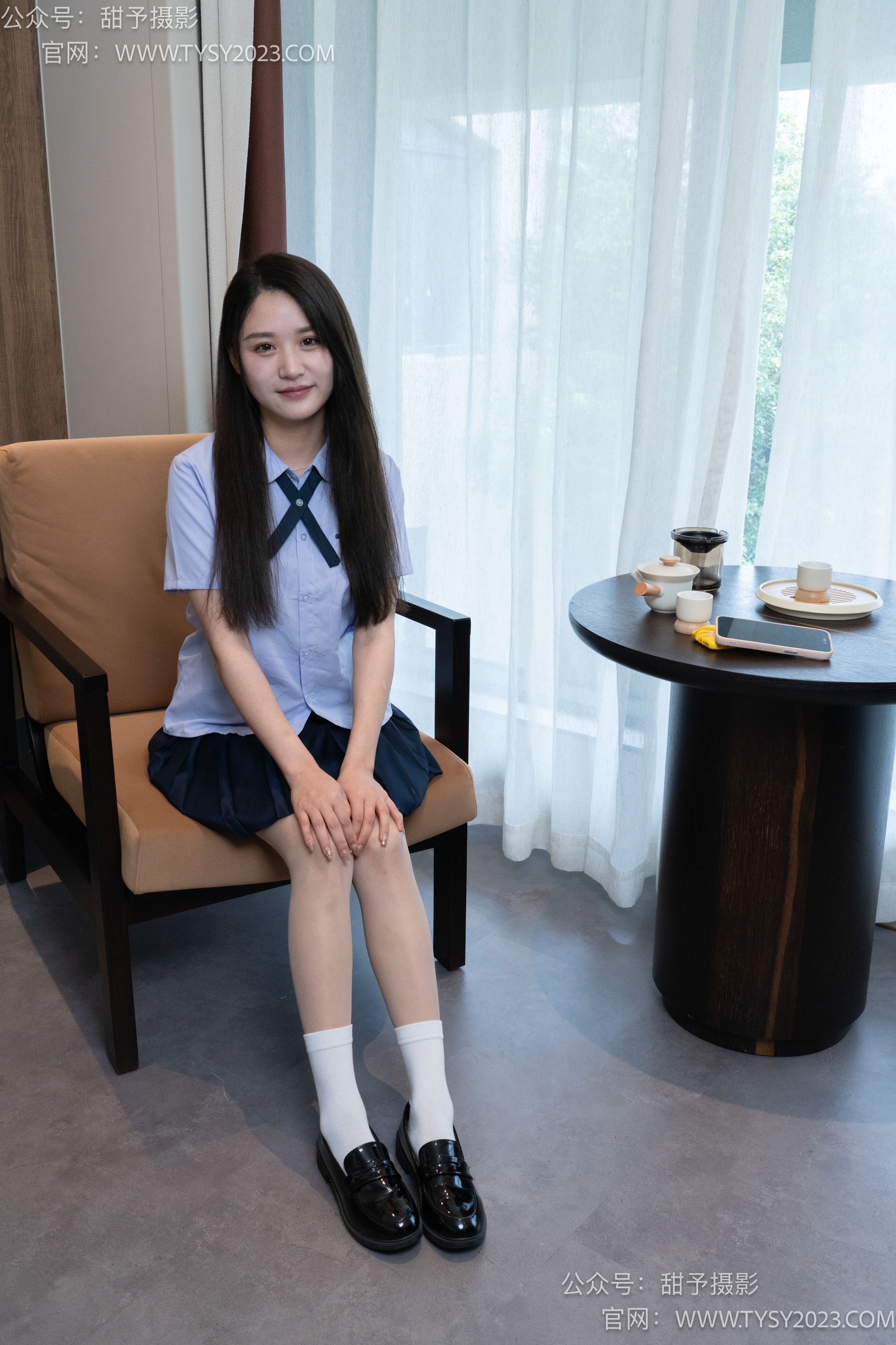 甜予摄影 No.081 澜澜 -皮鞋、两双白棉袜、肉丝（脚尖加固款）