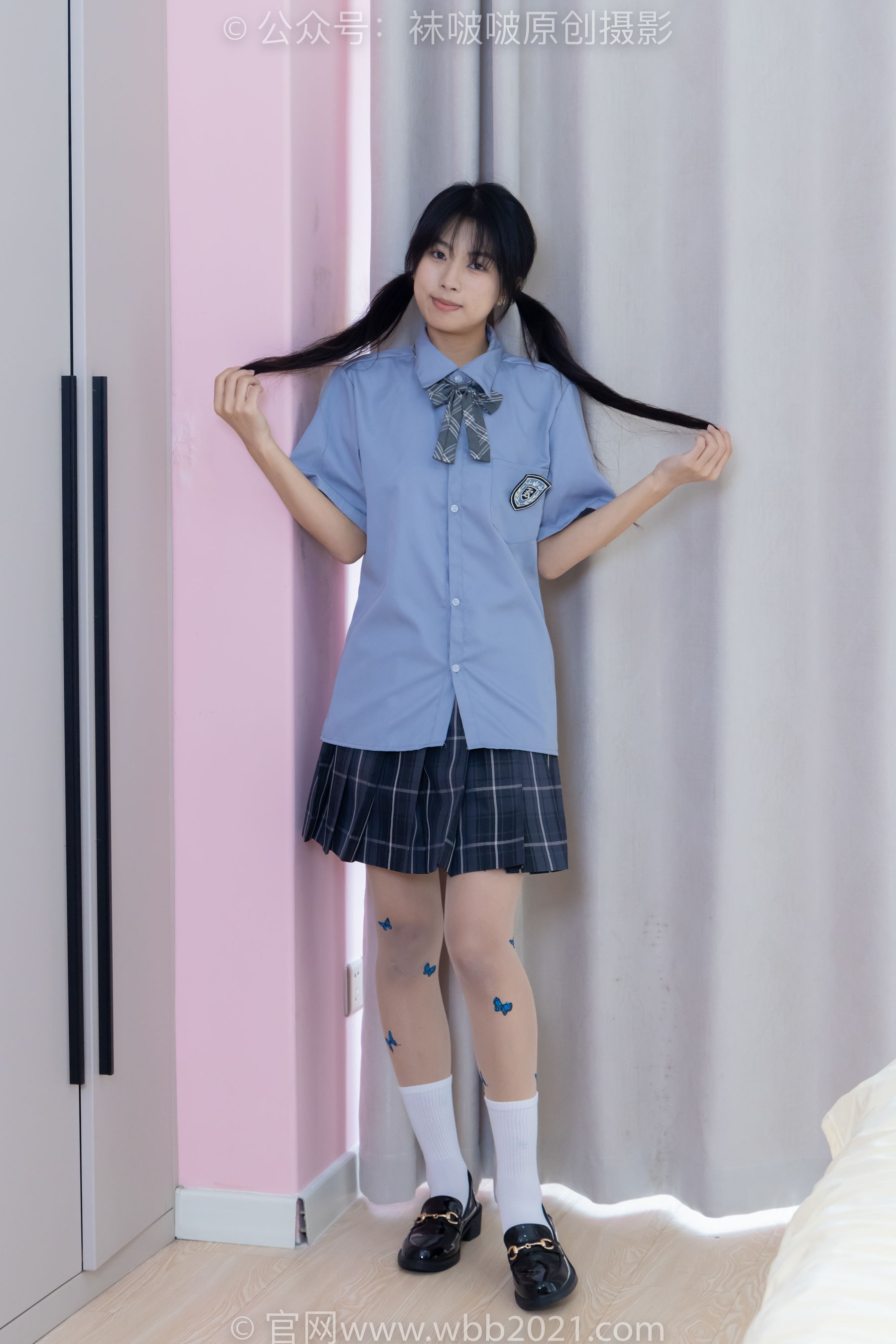 BoBoSocks袜啵啵 No.508 奶油 皮鞋、白棉袜、蝴蝶薄肉丝、jk制服