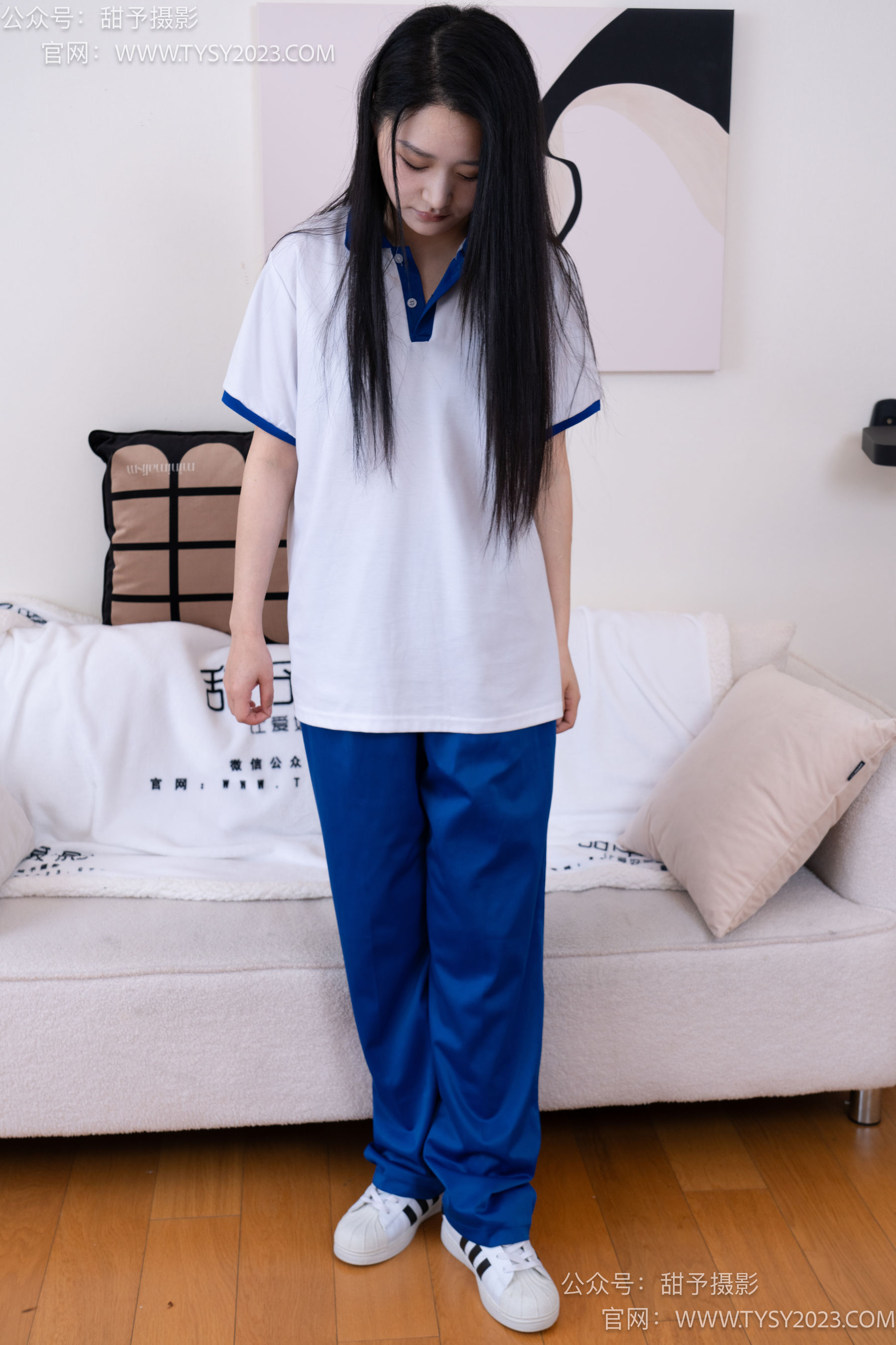 甜予摄影 No.102 澜澜 - 板鞋、白棉袜、肉丝（脚尖微加固款）