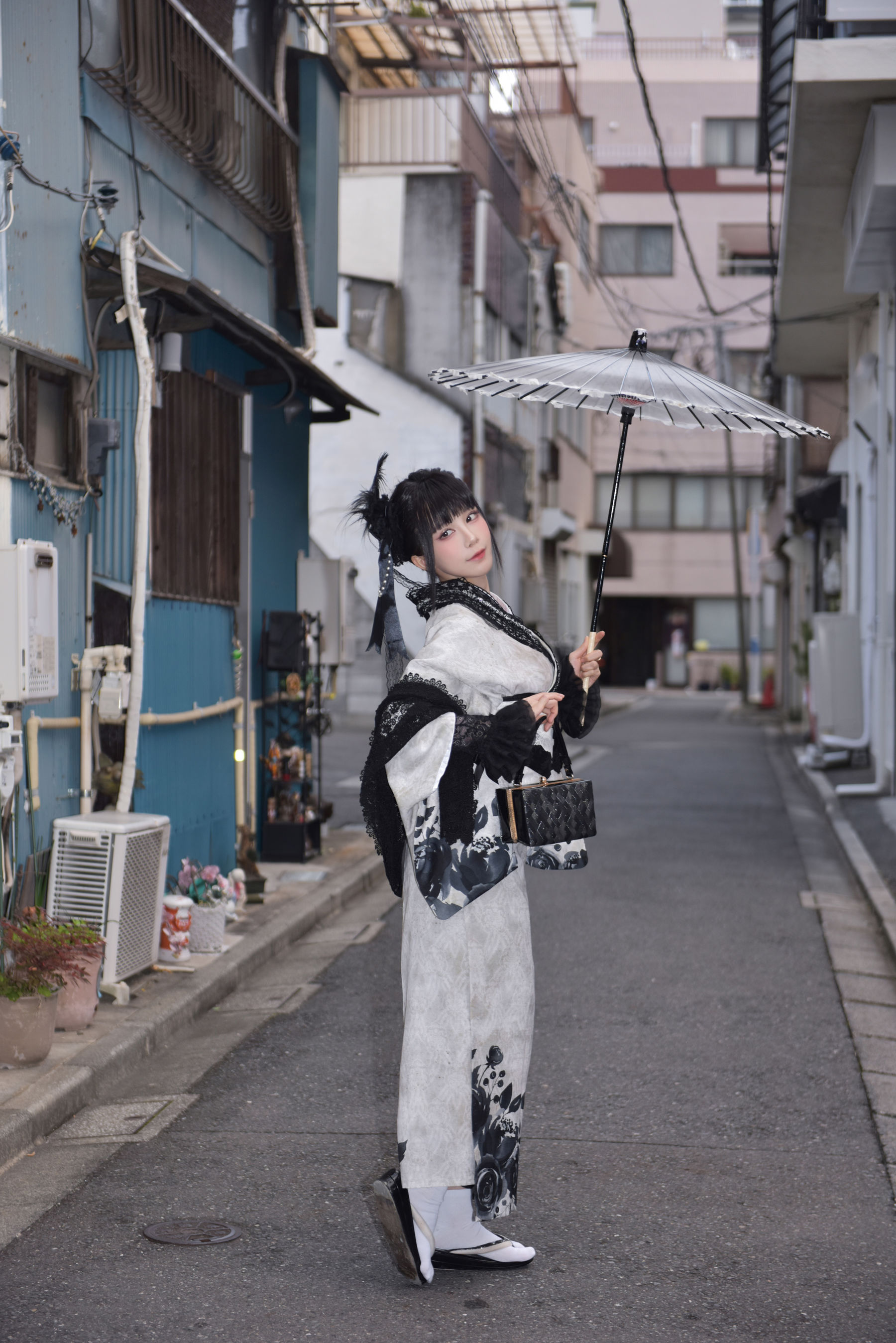 动漫博主 水淼aqua - Black Lace Kimono&Lingerie