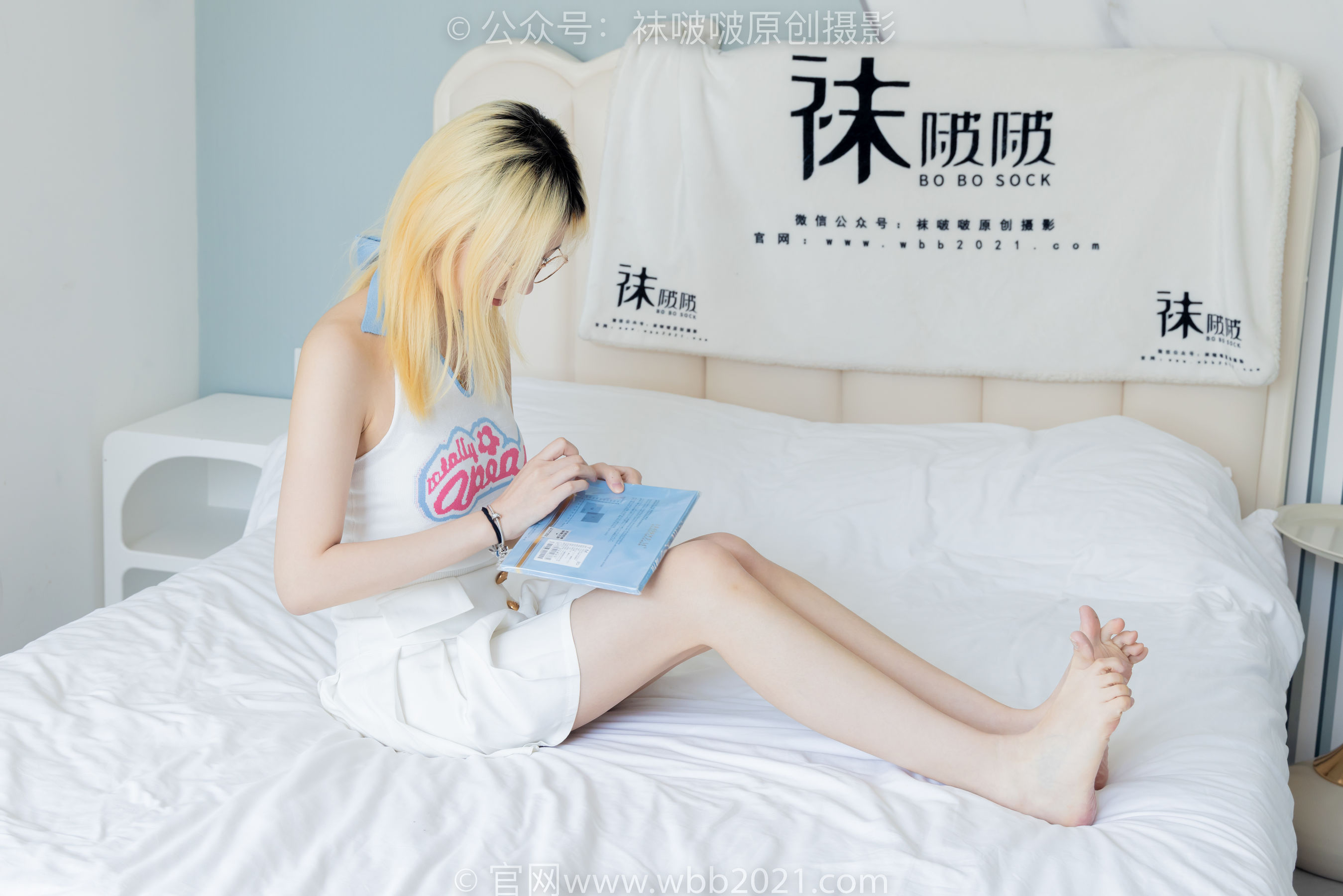 BoBoSocks袜啵啵 No.543 小甜豆 高跟鞋、油亮淡蓝丝、腰丝