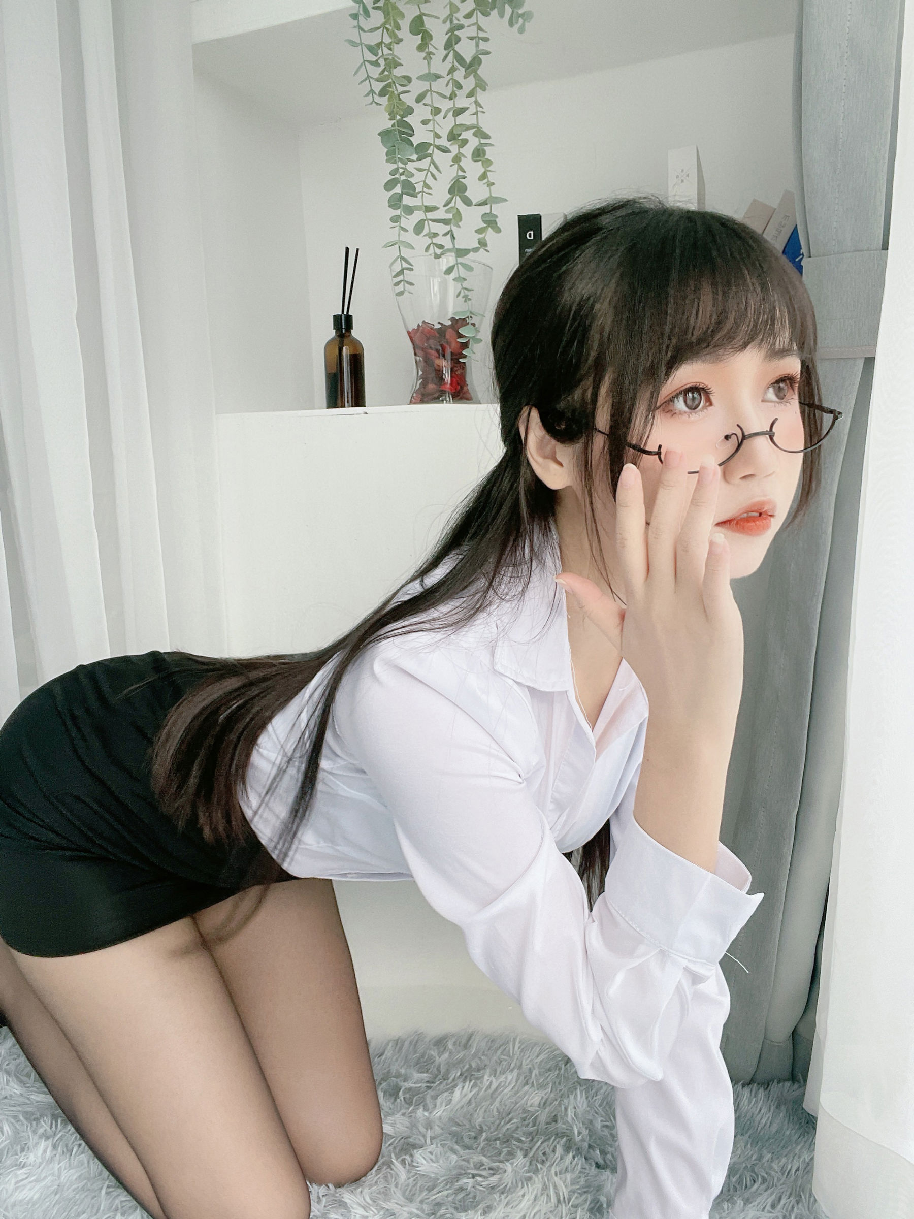 微博人气Coser 不呆猫 - 黑丝包臀OL