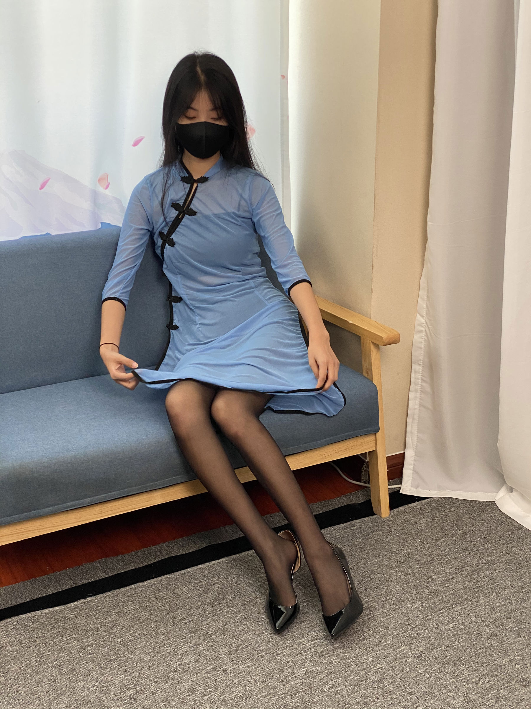 三禾摄影 No.064 薄丝旗袍 黑丝 高跟